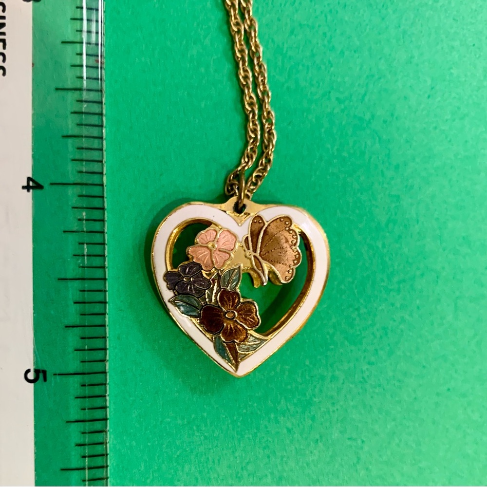 12k Filled Gold Chain with Enamel Heart Pendant